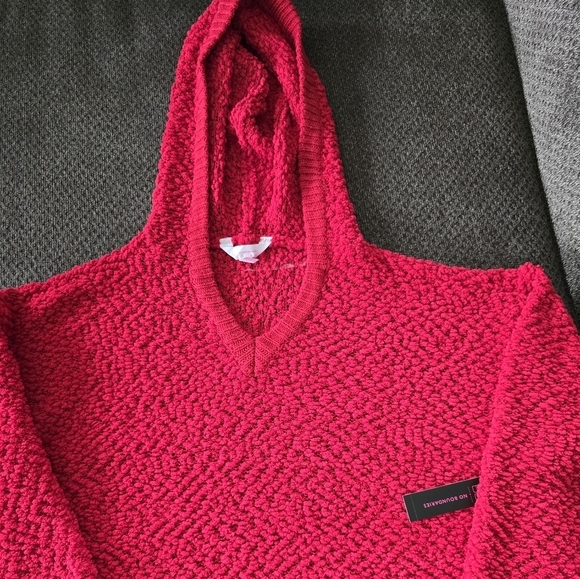 No Boundaries Sweater Women 2X Plus Red Textured Pullover Long Sleeve Hoodie New - Picture 5 of 11